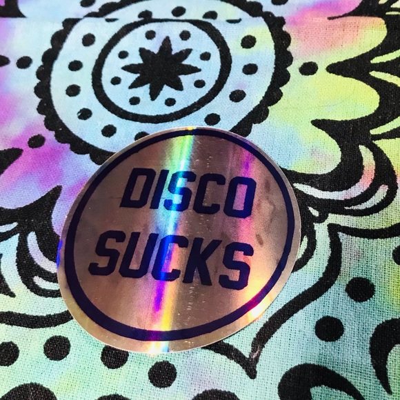 Disco Sucks Metallic Prismatic Reflective Single Decor Sticker - Picture 3 of 10